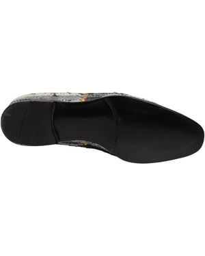 Dolce & Gabbana Embroidered Sequin Loafers Shoes Leather - Black
