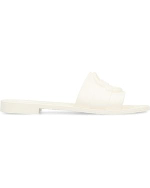 Moncler Round-Toe Rubber Slides Sandal - White