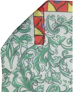 Dolce & Gabbana Silk Printed Square Foulard Scarf - Green
