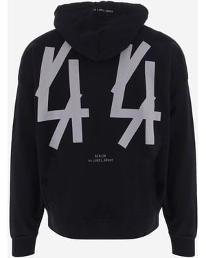 44 Label Group Cotton Logo Hoodie Sweatshirts - Blue
