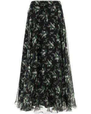 Dolce & Gabbana Printed Silk Skirt - Black