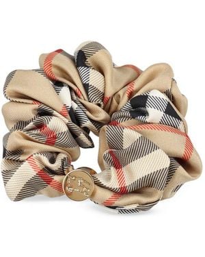 Burberry Check Silk Scrunchie - Metallic