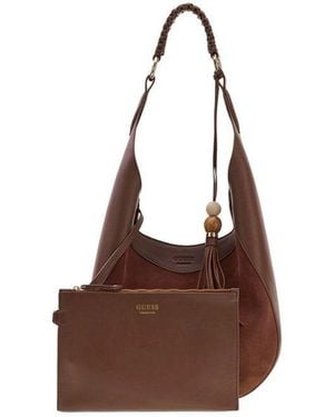 Guess Hobo Bag Cow Leather Handbags - Brown