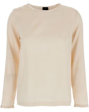 Le Plain Silk Long Sleeve Blouse For Elastane Shirts And Blouses - Natural