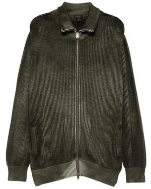 Avant Toi Ribbed-Knit Zip-Up Jumper - Green
