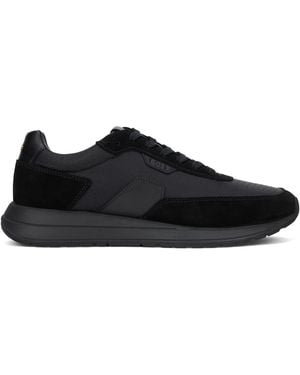 BOSS Low-Top Leather And Fabric Trainers Calfskin Trainers - Black