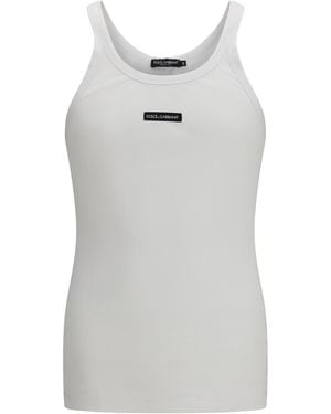 Dolce & Gabbana Cotton Printed Tank Top - Grey