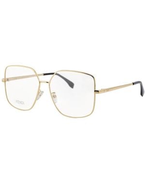 Fendi Eyeglasses Square Full Rim, Frame And Clear Demo Lenses Lens Fe50009U034 Sunglasses - Metallic