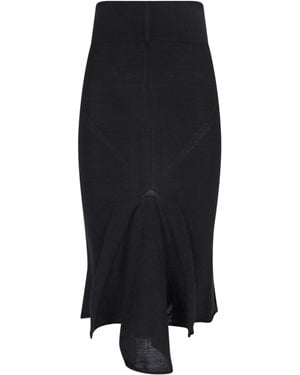 Rick Owens Asymmetrical Wool Midi Skirt - Black