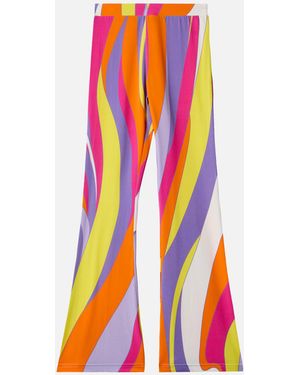 MC2 Saint Barth Flared Trousers Gwenda Jr With Shape Wave Print - White