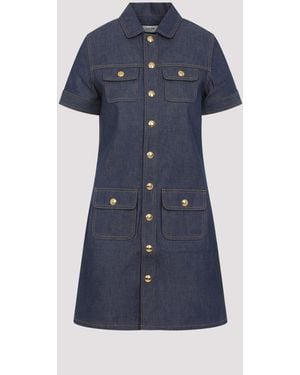 Celine Cotton Toile Prairie Dress With Embroidery in White