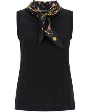 Dolce & Gabbana Dolce & Gabbana Silk Scarf-Trimmed Tank Top - Black