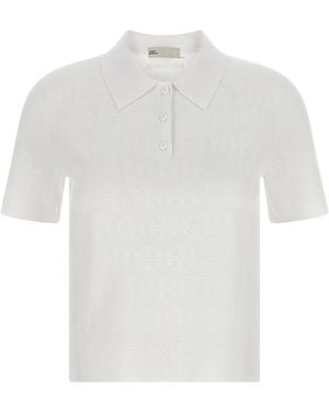 Tory Burch Pointelle Viscose Polo Shirt - White
