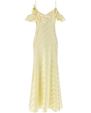 Self-Portrait Satin Striped Dress - Yellow