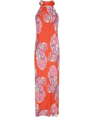 RIXO London Maura Dress Viscosa Abito - Red