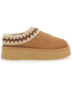 Mou Braided Suede Mules Sheep - Brown