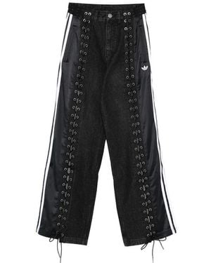 adidas Lace-Up Striped Pants - Black