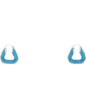 Bottega Veneta Light- Nappa Leather And 925 Twist Triangle Earrings - Blue