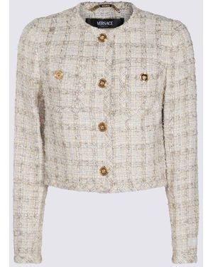 Versace Biscuit Cotton Casual Jacket - Natural