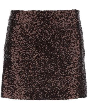 Le Plain Fabric Skirt With All-Over Sequins For - Brown