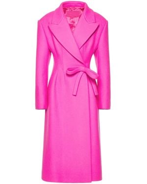 Valentino Diagonal Bow-Detail Long Coat Clothing - Pink
