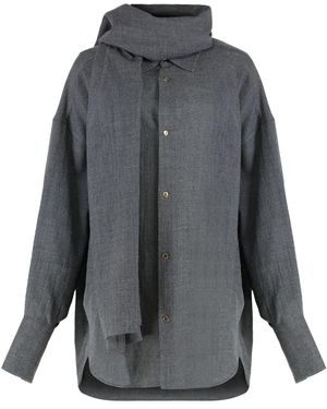 DARKPARK Georgia Shirt With Removable Wool Scarf - Gray