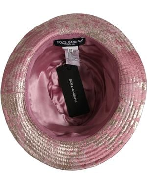 Dolce & Gabbana Metallic Jacquard Pattern Bucket Capello Hat - Pink