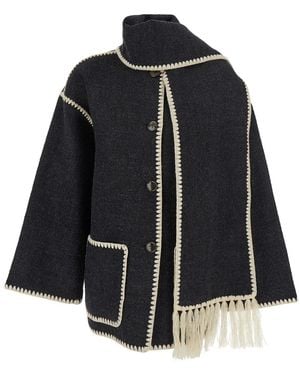 TOTEME Wool-Blend Jacket With Scarf Detail, Coat - Black