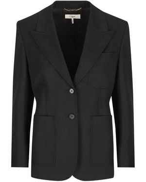 Chloé Veste En Laine Grain De Poudre Noire Jacket - Black