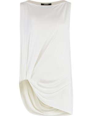 Jacquemus Square-Neck Side Cut-Out Top Viscose Blouses - White