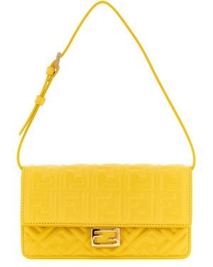 Fendi Baguette Wallet On Chain - Yellow
