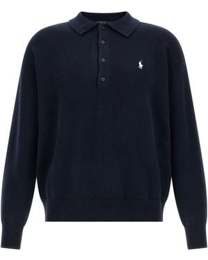 Polo Ralph Lauren Logo-Embroidered Cotton Sweater - Blue