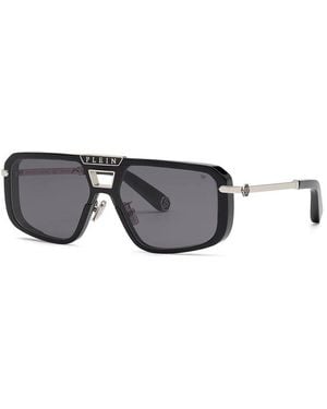 Philipp Plein Sunglasses Aviator Full Rim, Shiny Frame And Lens Spp008M0700 - Black