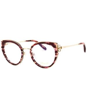Chopard Eyeglasses Cat Eye Full Rim, Shiny Streaked Burgundy Frame And Clear Demo Lenses Lens Vch367V01G2 - Brown