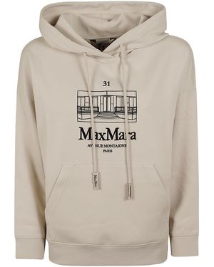 Max Mara Felpa Chiusa Con Logo Andrea Cotone - Gray