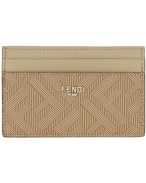 Fendi Card Holder Shadow Leather Wallets & Purses - Natural
