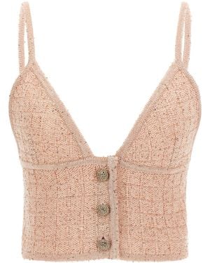 Alessandra Rich Polyester Tank Tops - Natural