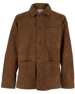 Sebago Suede Jacket With Front Leather Closure For - Brown