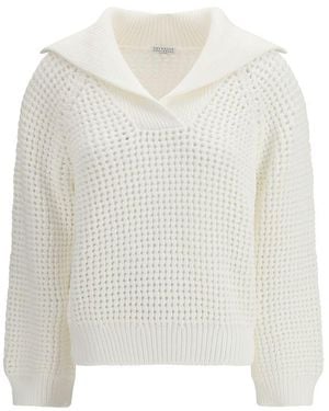 Brunello Cucinelli White Cotton Sweatshirt