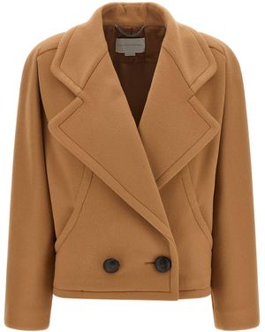 Stella McCartney Double-Breasted Wool Coat - Brown