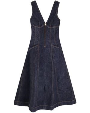 Self-Portrait Denim Midi Dress - Blue