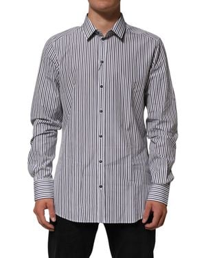 Dolce & Gabbana Stripes Dress Shirt And Cotton - Grey