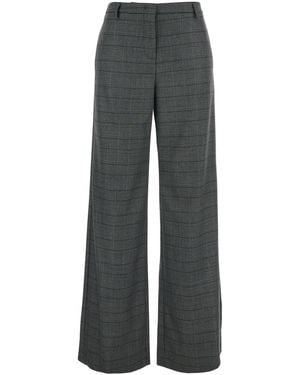 Plain Pants With Striped Motif - Gray