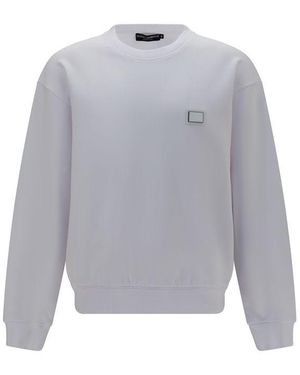 Dolce & Gabbana White Cotton Sweatshirt - Grey