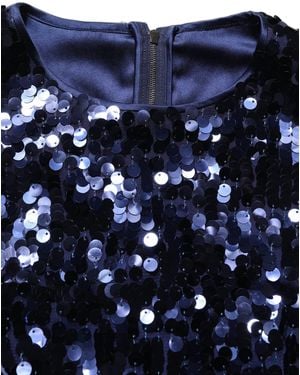 Dolce & Gabbana Sequined Sleeveless Cropped Tank Top Nylon - Blue