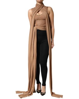 Dolce & Gabbana Virgin Wool Sleeveless Scarf Tank Top 08+Pa+Wv - Brown