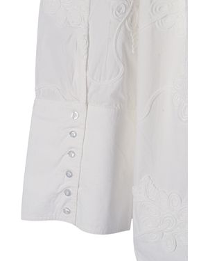 ROTATE BIRGER CHRISTENSEN Lipy Flower Shirt Cotton (Organic) Long Sleeves T-Shirt - White