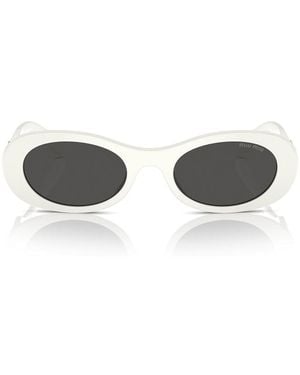 Miu Miu Miu Sunglasses Oval Full Rim, Frame And Dark Lens Mu06Zs1425S0 - White