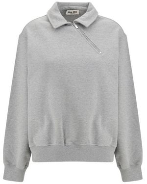 Miu Miu Cotton Sweatshirt Clothing - Grey