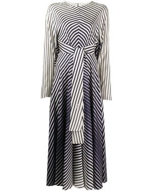 Valentino Stripe Tie-Waist Maxi Dress - Natural